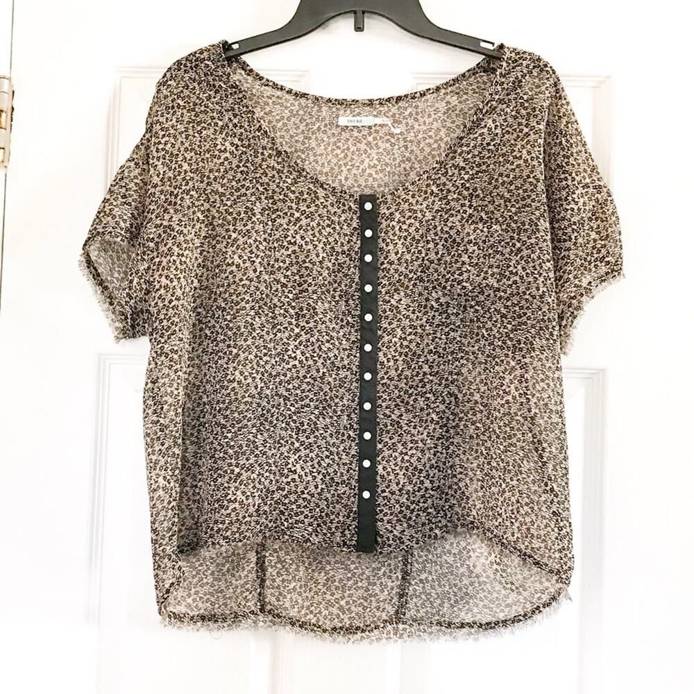 Kimchi Blue Floral Sheer Frayed Hem Blouse